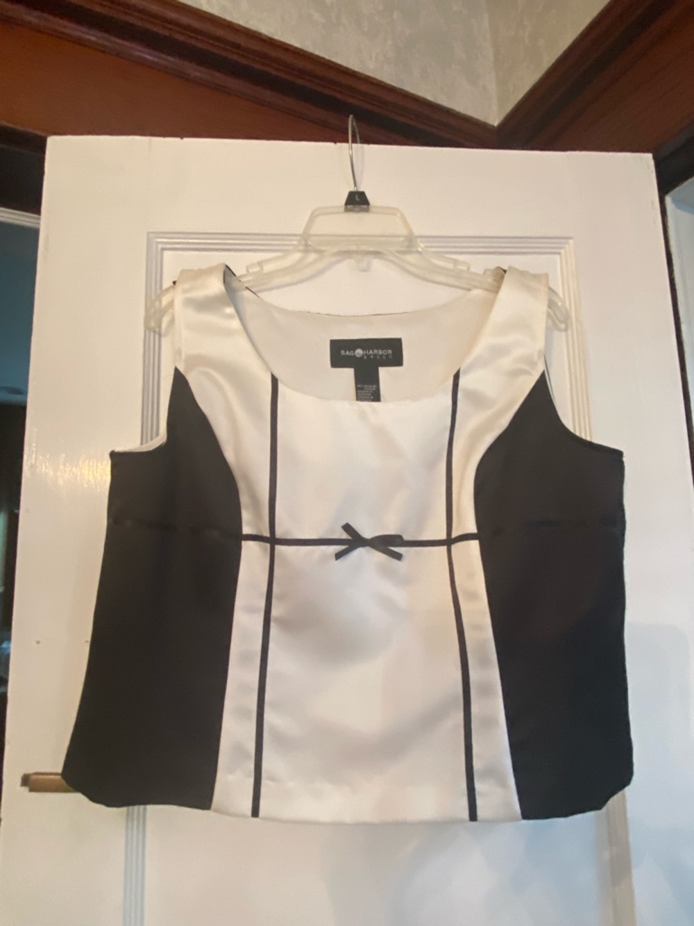 3 Piece - Jacket/Tank/Skirt with White Trim & Bow Sag Harbor Black Sz 16